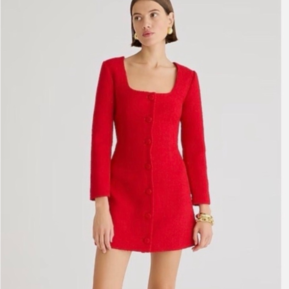 J. Crew Red Long Sleeve Shift Dress